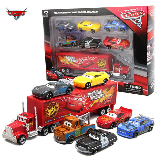7PCS/Set Disney Pixar Car 3 Lightning m/c/Queen Jackson Storm Mack Truck