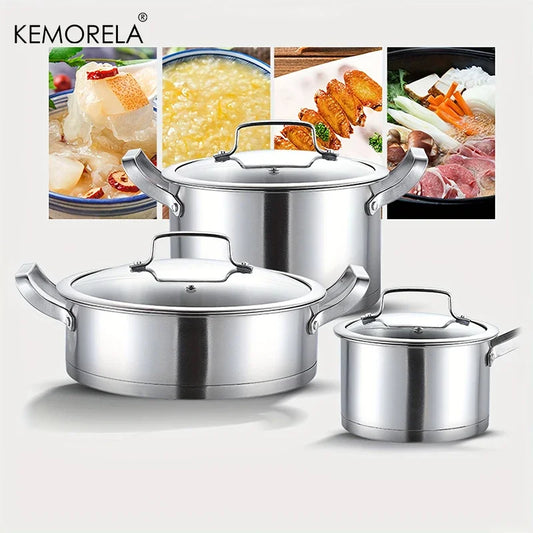 16/20/24cmStainless Steel Pot Set Thickened Right Angle Soup Pot Household