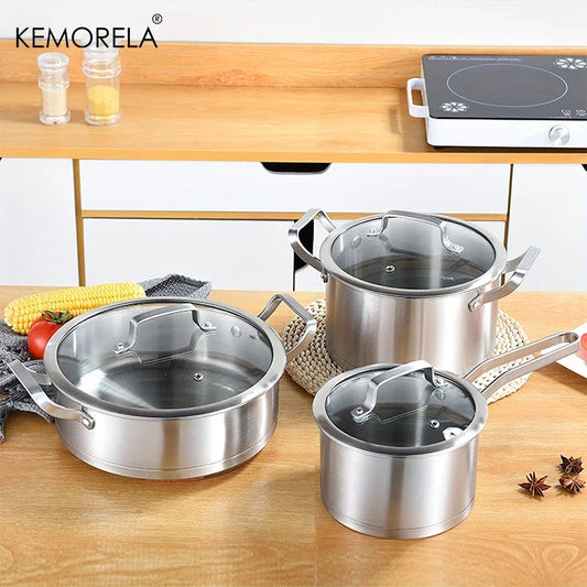 16/20/24cmStainless Steel Pot Set Thickened Right Angle Soup Pot Household