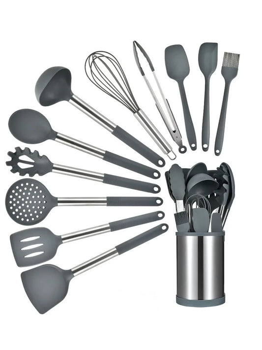 12PCS 360 Degree Rotating Base Cooking Tool Sets  Shovel Spoon Scraper Brush Turner